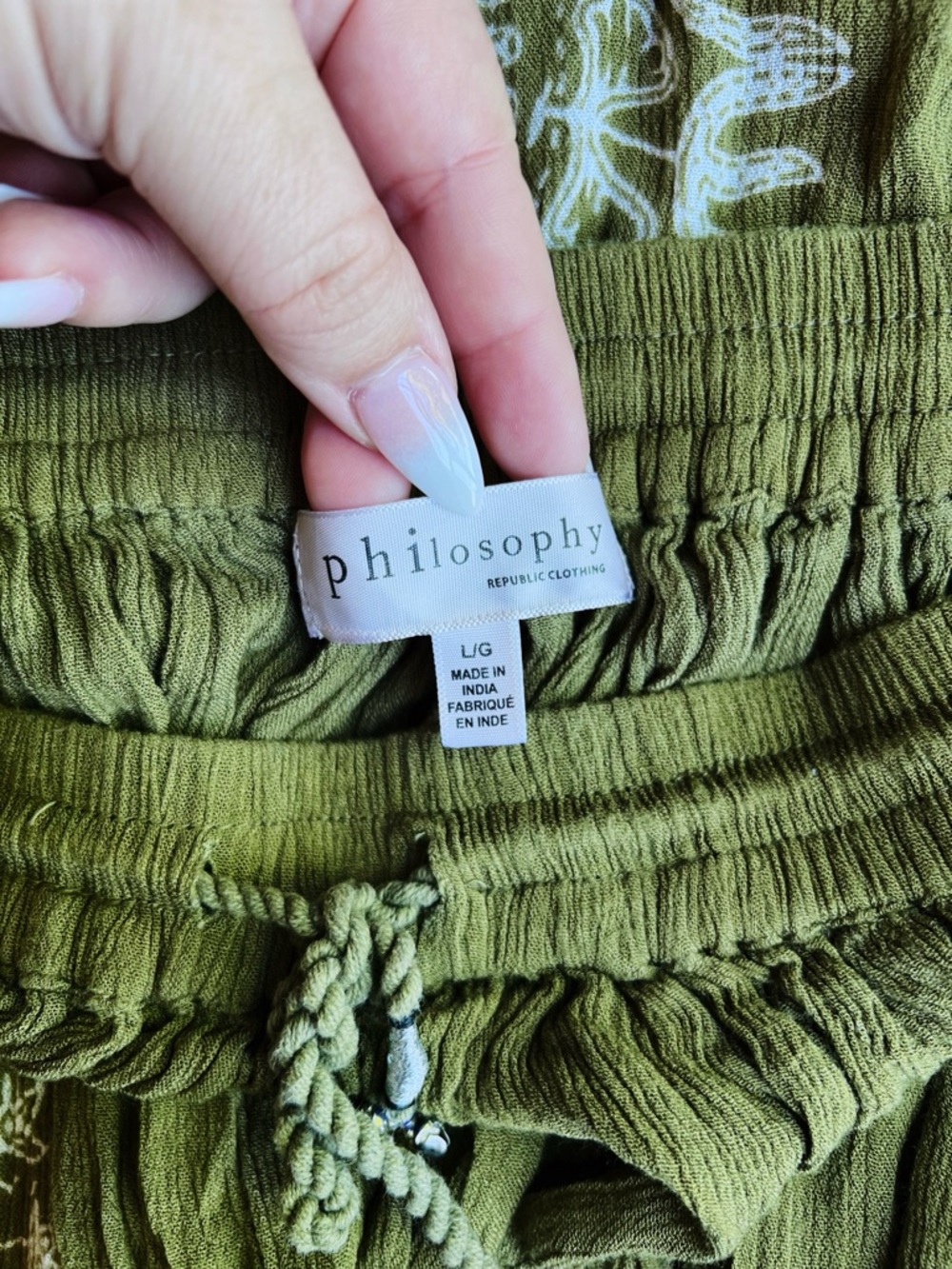Philosophy Olive Boho Maxi Skirt | Size Large | Rayon Festival Skirt - Picture 6 of 8